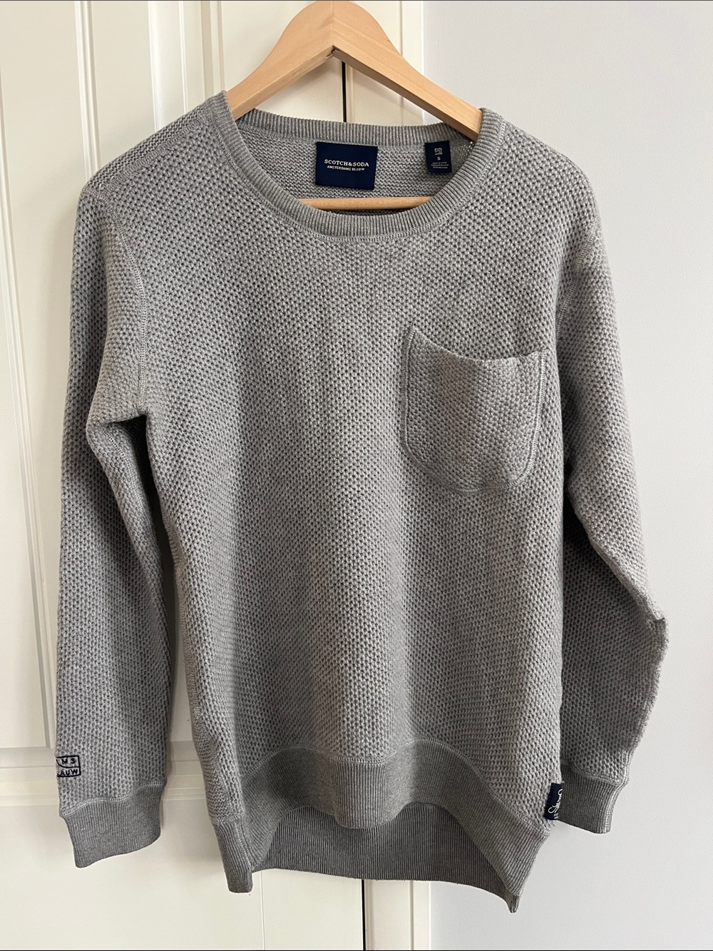 Scotch & Soda Wool Waffle-Knit Crew Neck Sweater S